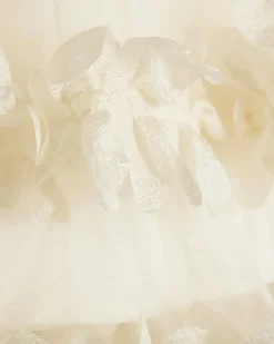 Mini Girls Cream Tiered Tulle Dress