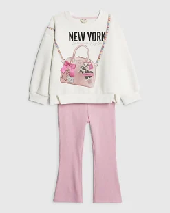 Mini Girls Cream York Bag Sweatshirt Set