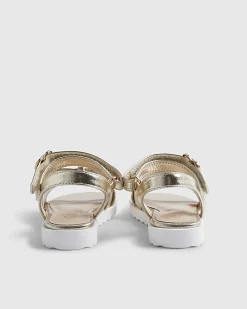 Mini Girls Gold Bow Sandals