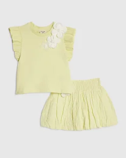 Mini Girls Green Frill Sleeve T-Shirt Set