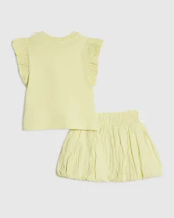 Mini Girls Green Frill Sleeve T-Shirt Set