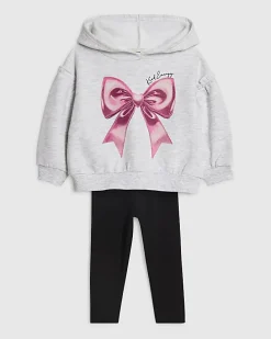 Mini Girls Grey Bow Hoodie Set