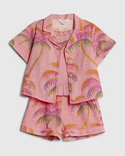 Mini Girls Orange Palm Shorts 3 Piece Set