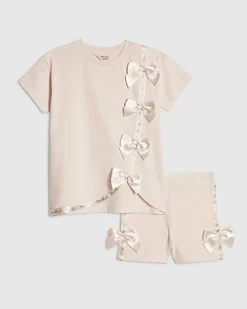 Mini Girls Pink Asymmetric T-Shirt Set
