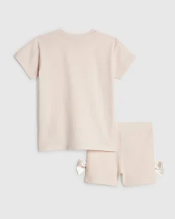 Mini Girls Pink Asymmetric T-Shirt Set