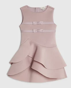 Mini Girls Pink Bow Frill Dress