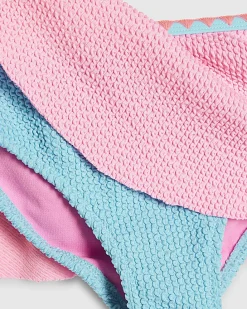 Mini Girls Pink Bow Textured Bikini Set