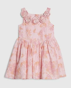 Mini Girls Pink Corsage Cotton Dress