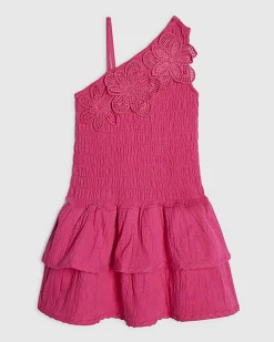 Mini Girls Pink Crochet Flower Dress