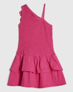 Mini Girls Pink Crochet Flower Dress