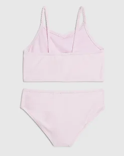 Mini Girls Pink 3D Flower Tankini