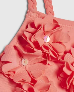 Mini Girls Pink 3D Flower Swimsuit