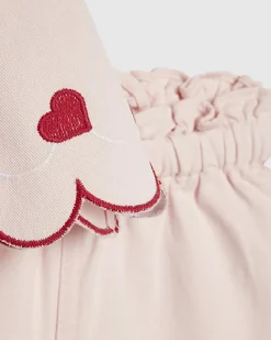 Mini Girls Pink Denim Heart Shorts Set