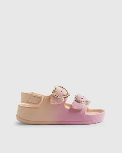 Mini Girls Pink Double Strap Ombre Sliders
