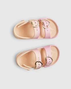 Mini Girls Pink Double Strap Ombre Sliders
