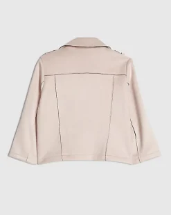 Mini Girls Pink Faux Suede Biker Jacket