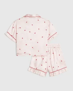 Mini Girls Pink Heart Satin Pyjamas
