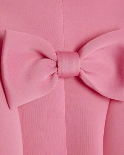 Mini Girls Pink Lace Collar Bow Back Dress