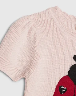 Mini Girls Pink Ladybird Knitted T-Shirt