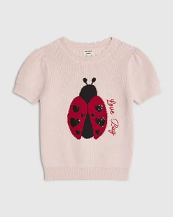 Mini Girls Pink Ladybird Knitted T-Shirt