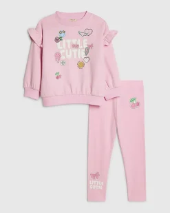 Mini Girls Pink Little Cutie Sweatshirt Set
