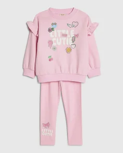 Mini Girls Pink Little Cutie Sweatshirt Set