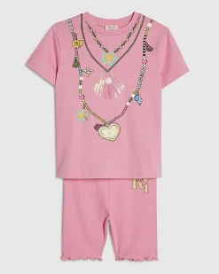 Mini Girls Pink Necklace T-Shirt Set