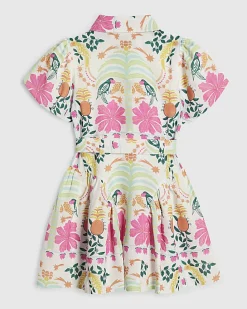 Mini Girls Pink Parrot Shirt Dress