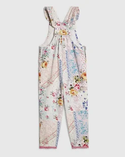Mini Girls Pink Patchwork Cotton Dungarees