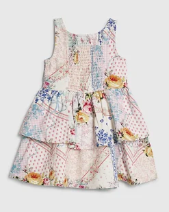 Mini Girls Pink Patchwork Cotton Dress