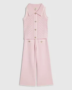 Mini Girls Pink Polo Top Set