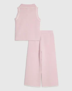 Mini Girls Pink Polo Top Set