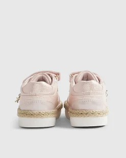 Mini Girls Pink Raffia Trainers