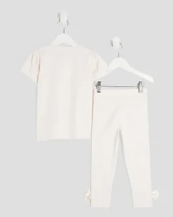 Mini Girls Pink RI Bow T-Shirt Set