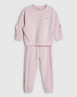 Mini Girls Pink RI Frill Sweatshirt Set