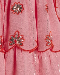 Mini Girls Pink Scalloped Sequin Beach Dress