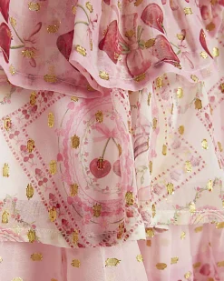 Mini Girls Pink Short Sleeve Printed Dress