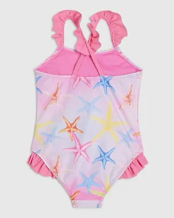 Mini Girls Pink Starfish Sequin Swimsuit