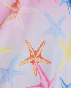 Mini Girls Pink Starfish Sequin Swimsuit