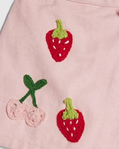 Mini Girls Pink Strawberry Crochet Skort