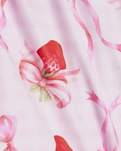 Mini Girls Pink Strawberry Bow Tutu Swimsuit