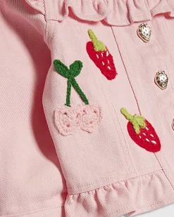 Mini Girls Pink Strawberry Crochet Jacket