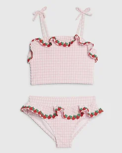 Mini Girls Pink Strawberry Tankini Set