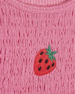 Mini Girls Pink Strawberry Top And Shorts Set