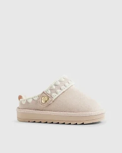Mini Girls Pink Whipstitch Strap Slippers