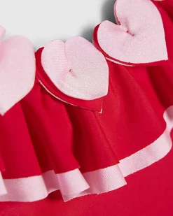 Mini Girls Red Heart Frill Swimsuit