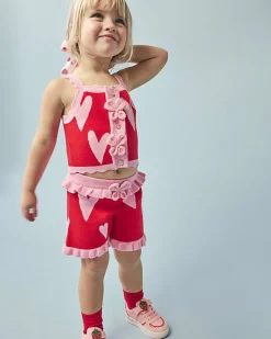 Mini Girls Red Heart Knit Top Set