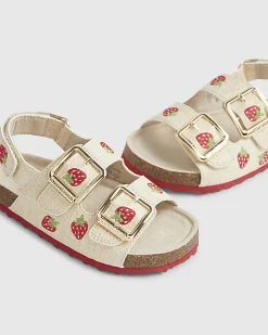Mini Girls Red Strawberry Footbed Sandals