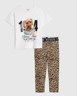 Mini Girls White 1994 Bear T-Shirt Set