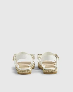 Mini Girls White Bow Espadrille Sandals